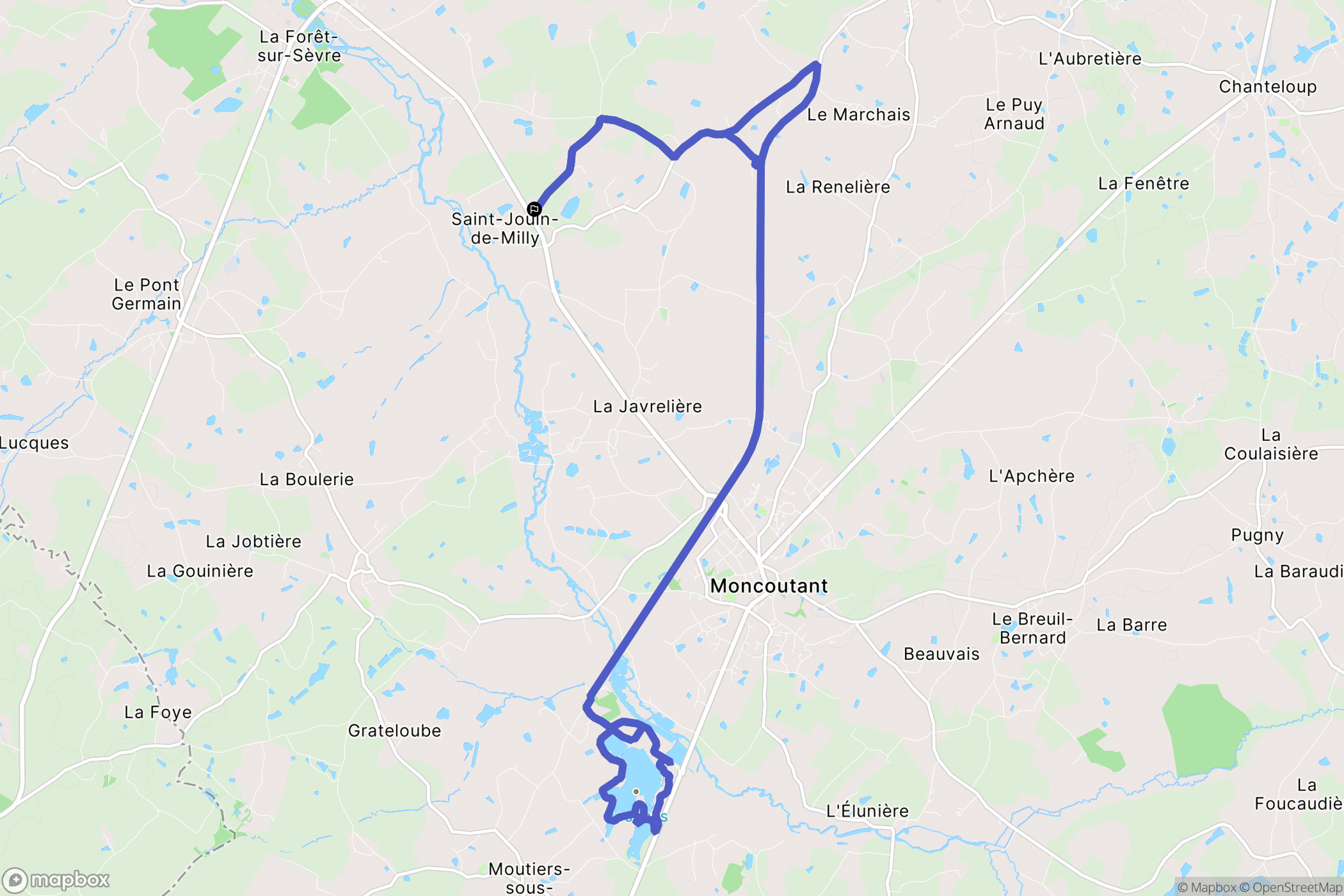 Moncoutant-sur-Sèvre : carte du parcours de randonnée - France