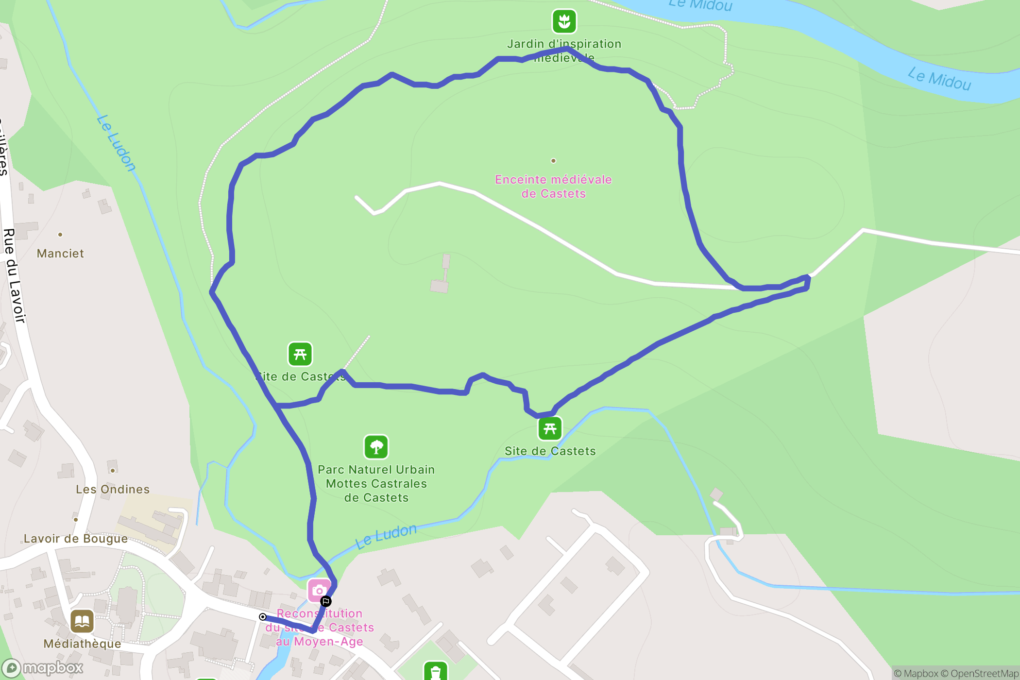 Bougue : carte du parcours de randonnée - France