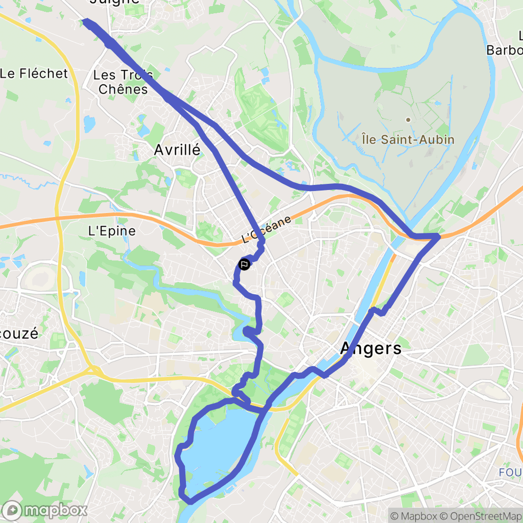 Angers : carte du parcours de randonnée - France