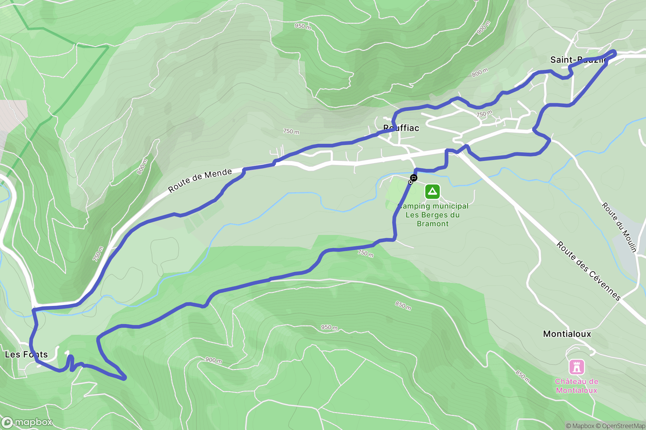 Saint-Bauzile : carte du parcours de randonnée - France