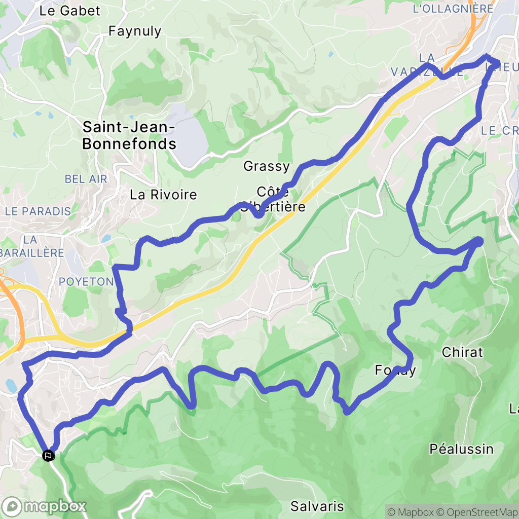 Saint-Étienne : carte du parcours de randonnée - France