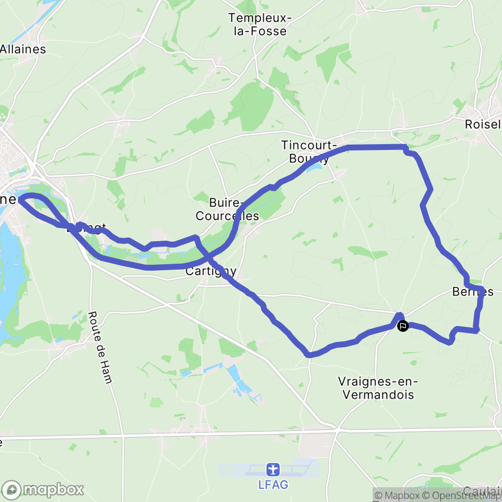 Hancourt : carte du parcours de randonnée - France