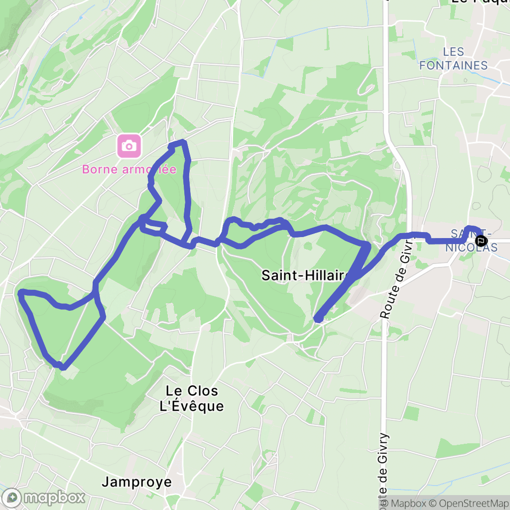Fontaines : carte du parcours de randonnée - France