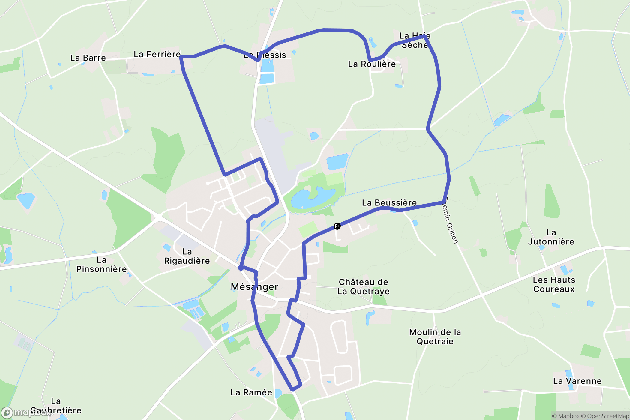 Mésanger : carte du parcours de randonnée - France