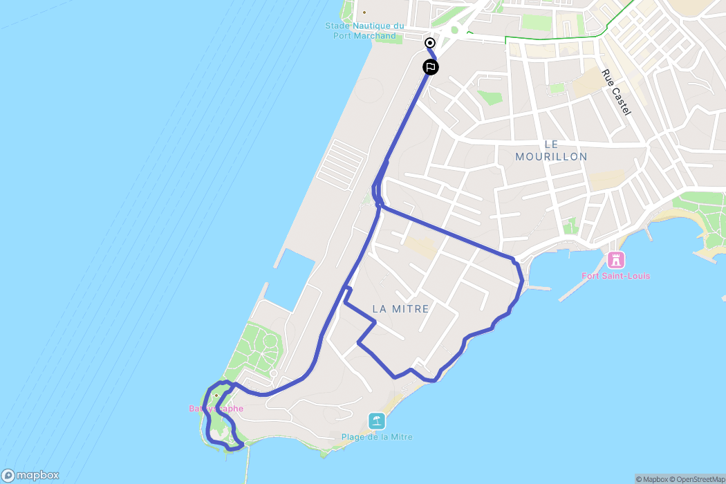 Toulon : carte du parcours de randonnée - France