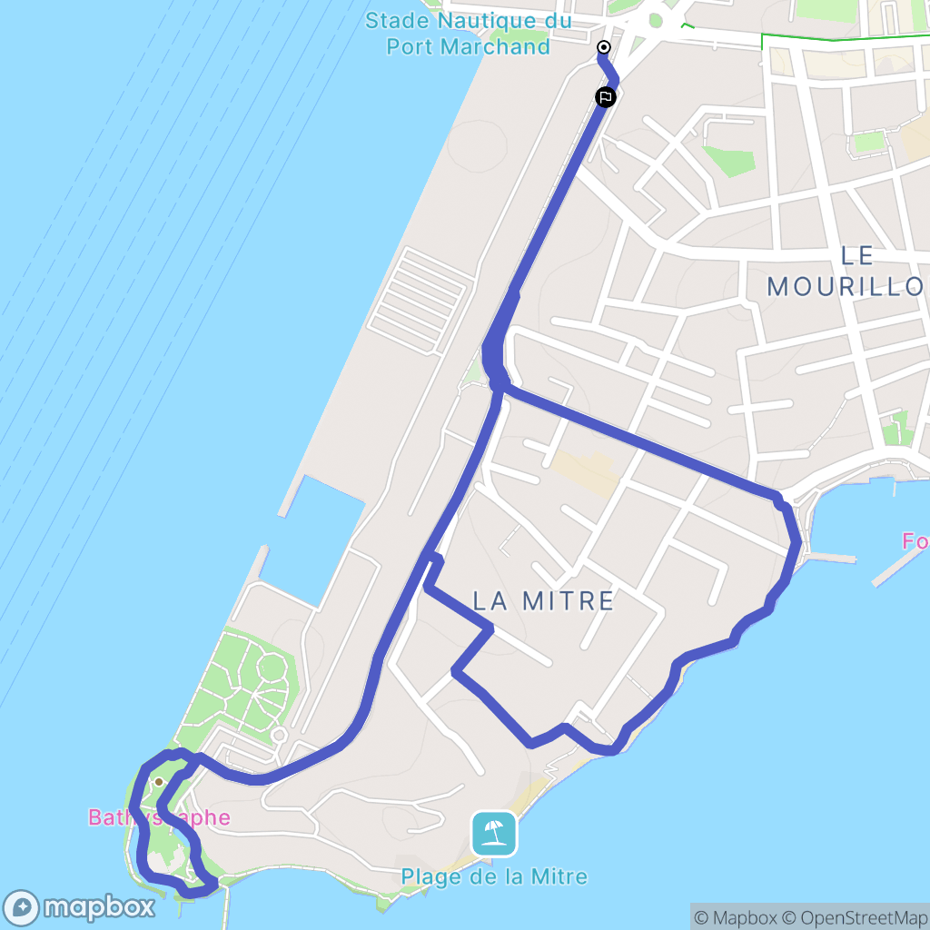 Toulon : carte du parcours de randonnée - France