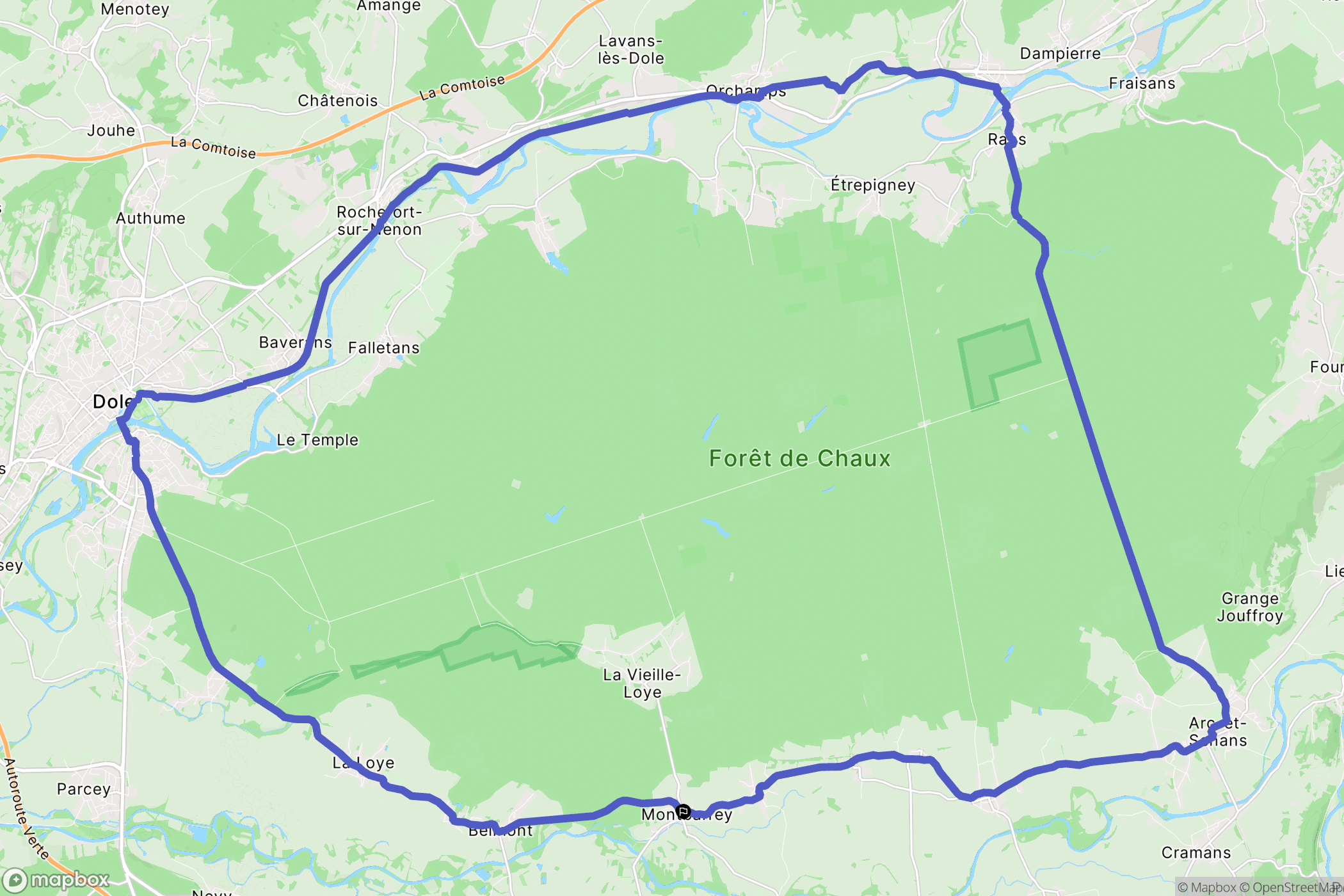 Montbarrey : carte du parcours de randonnée - France