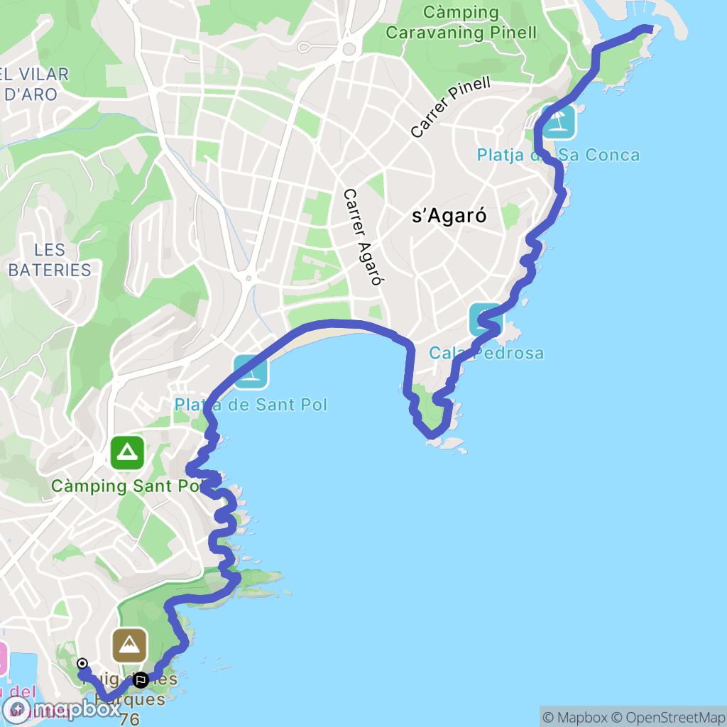 Sant Feliu de Guíxols : carte du parcours de randonnée - Spain