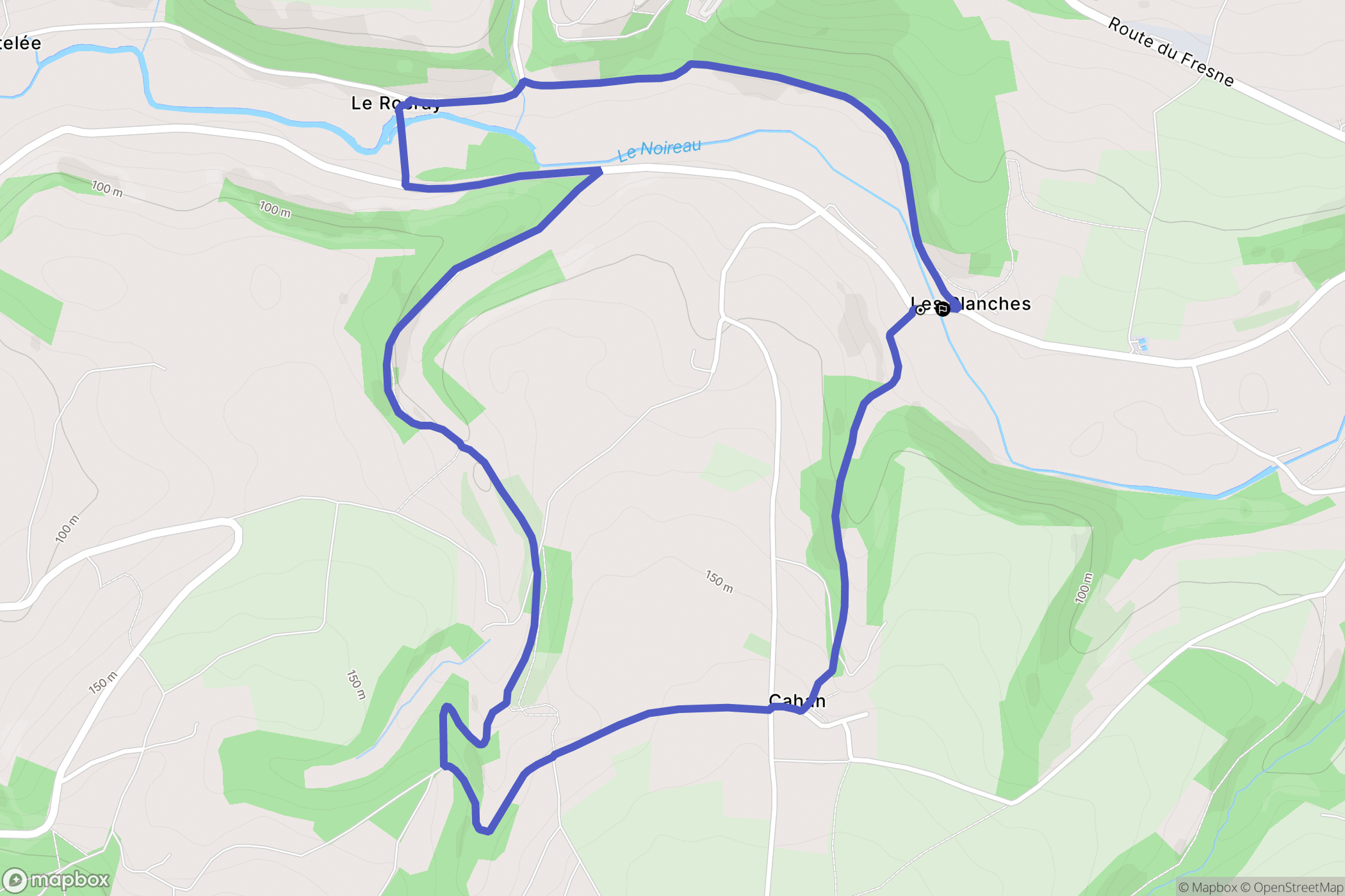 Cahan : carte du parcours de randonnée - France