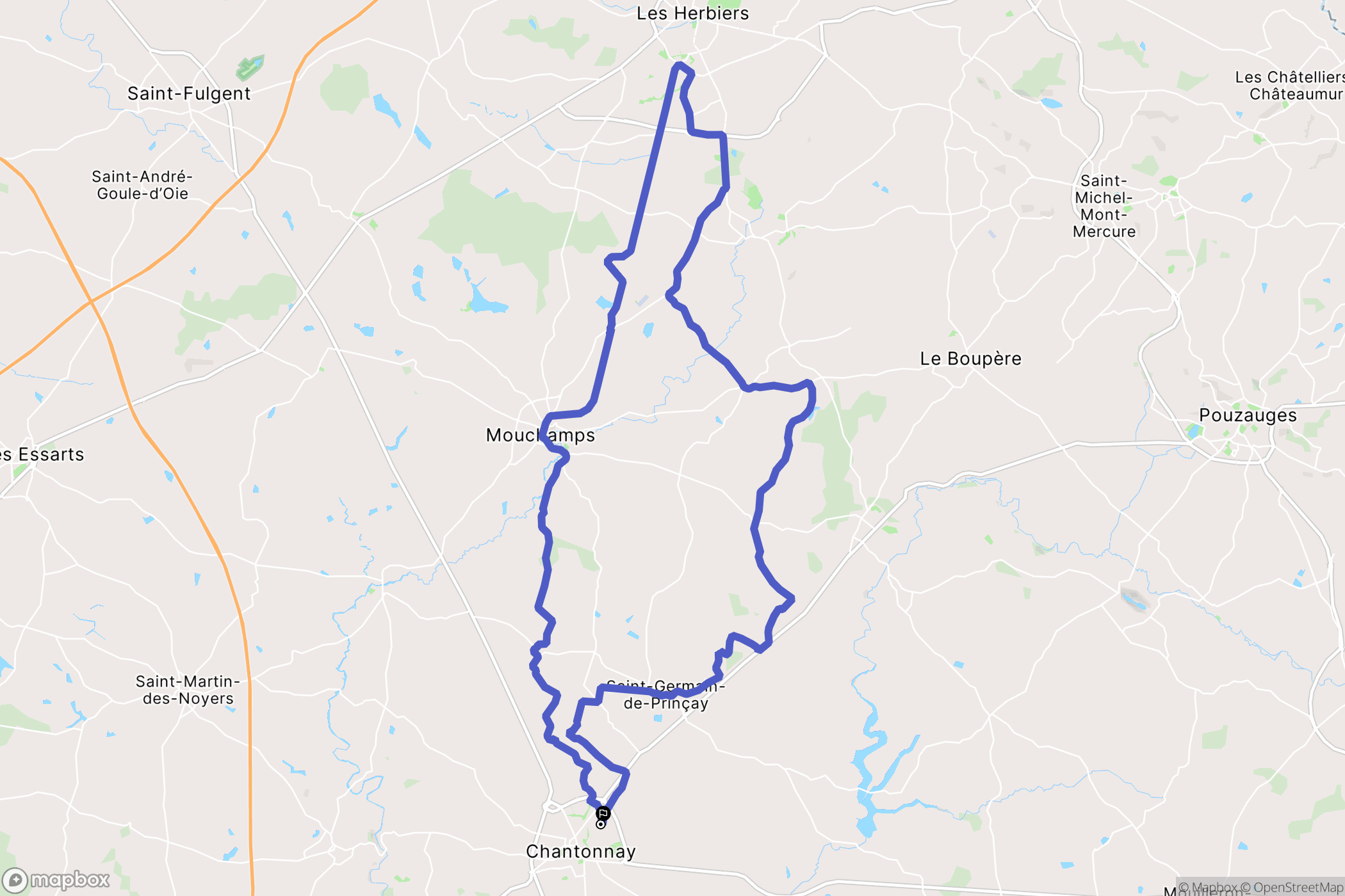 Chantonnay : carte du parcours de randonnée - France