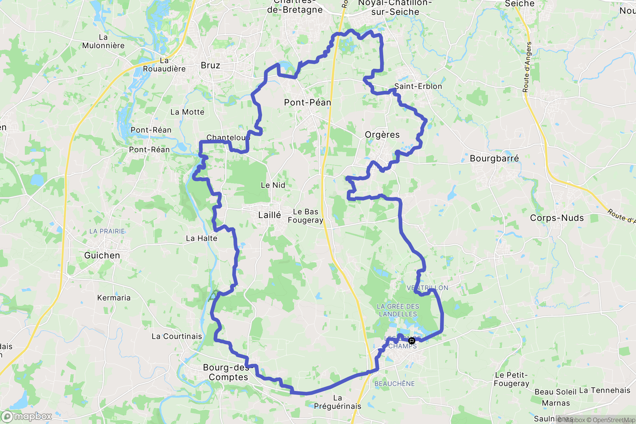 Crevin : carte du parcours de randonnée - France