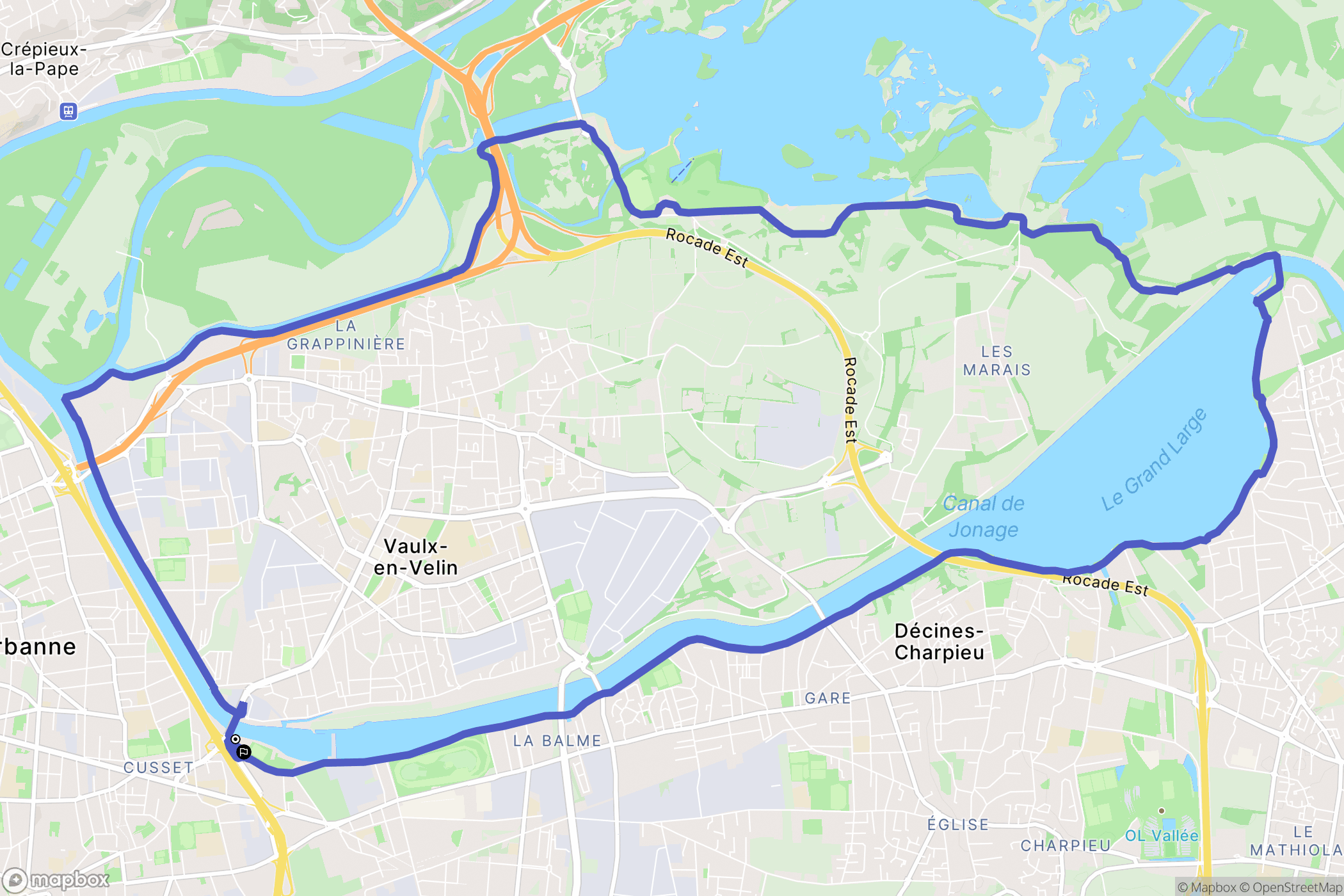 Villeurbanne : carte du parcours de randonnée - France
