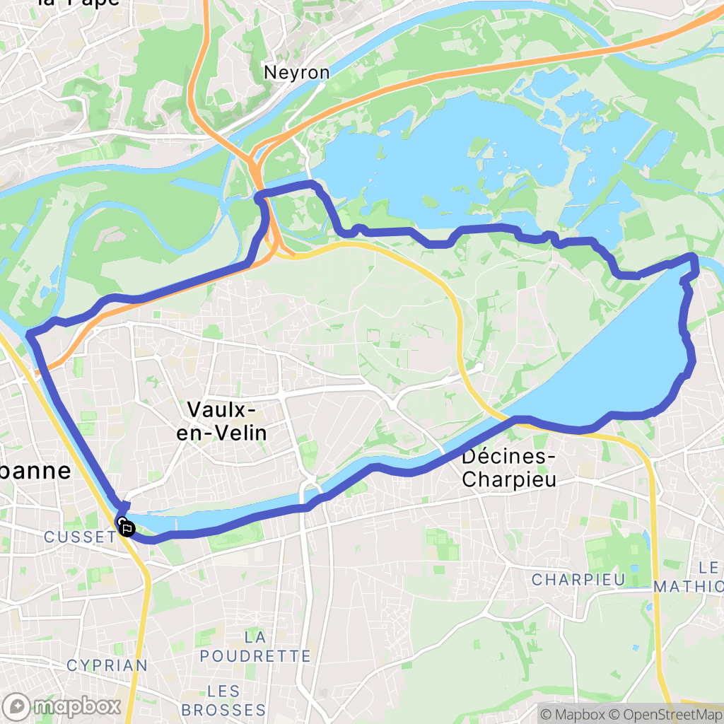 Villeurbanne : carte du parcours de randonnée - France