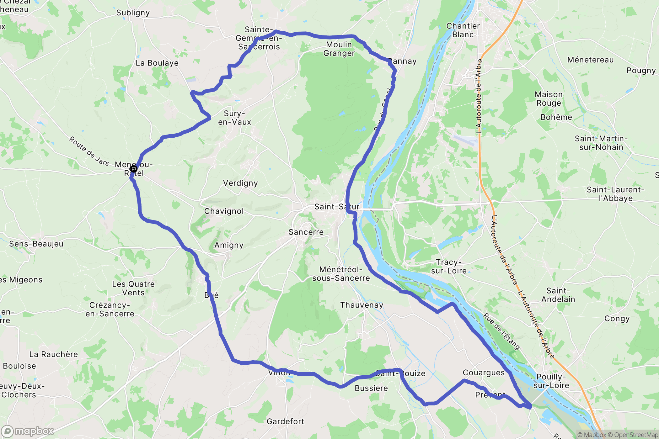 Menetou-Râtel : carte du parcours de randonnée - France