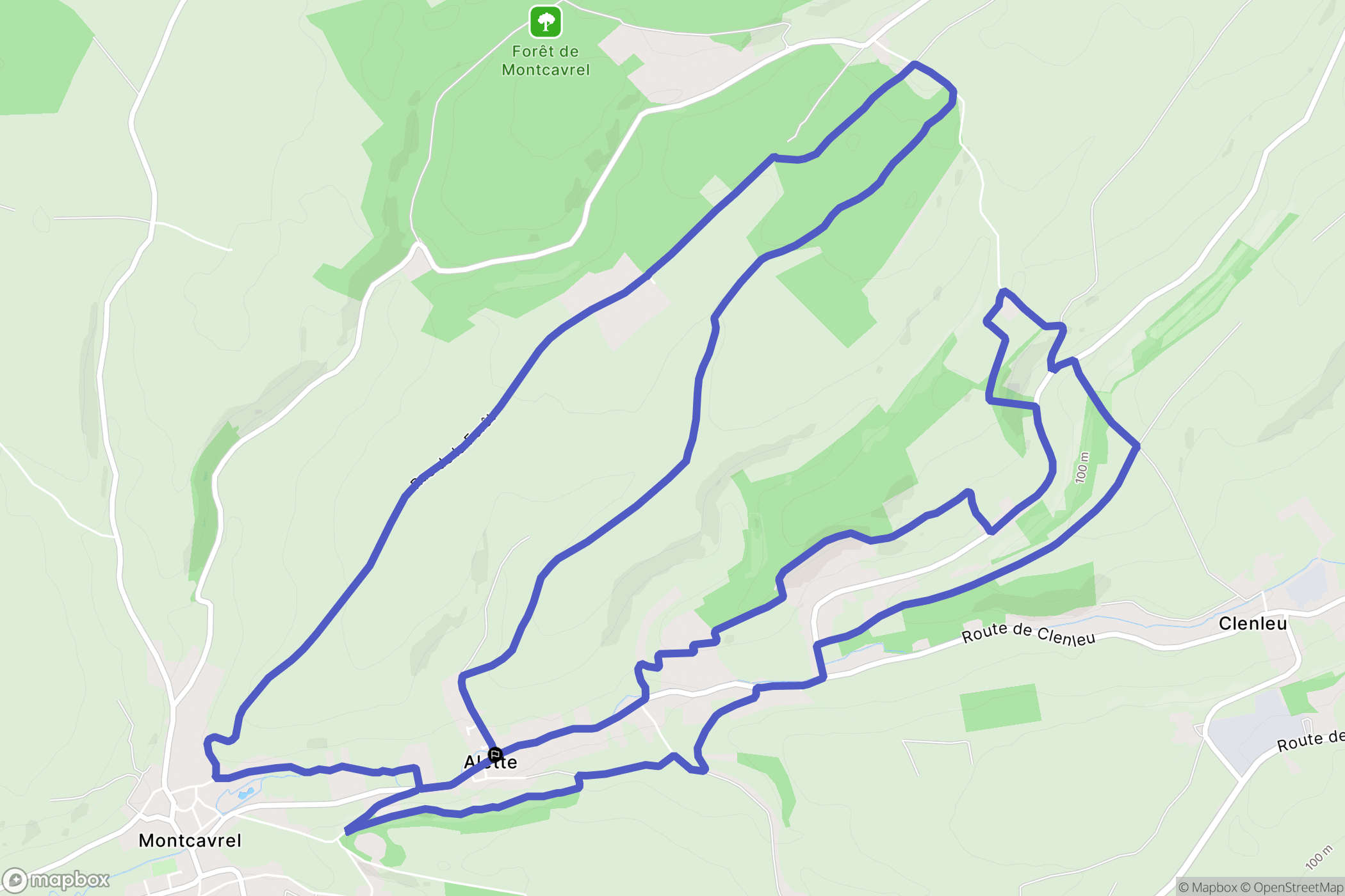 Alette : carte du parcours de randonnée - France