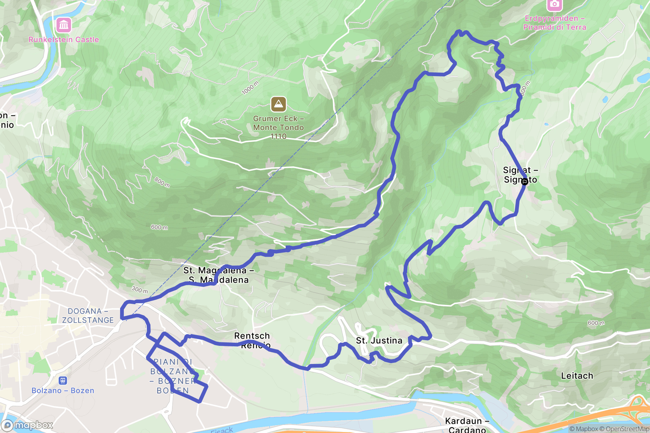 Signato : carte du parcours de randonnée - Italy