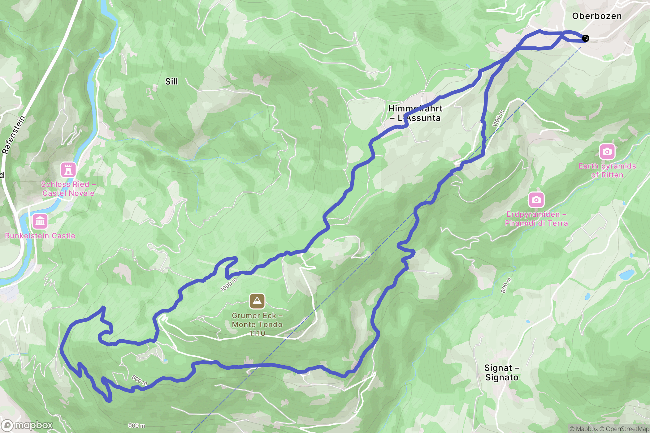 Soprabolzano : carte du parcours de randonnée - Italy