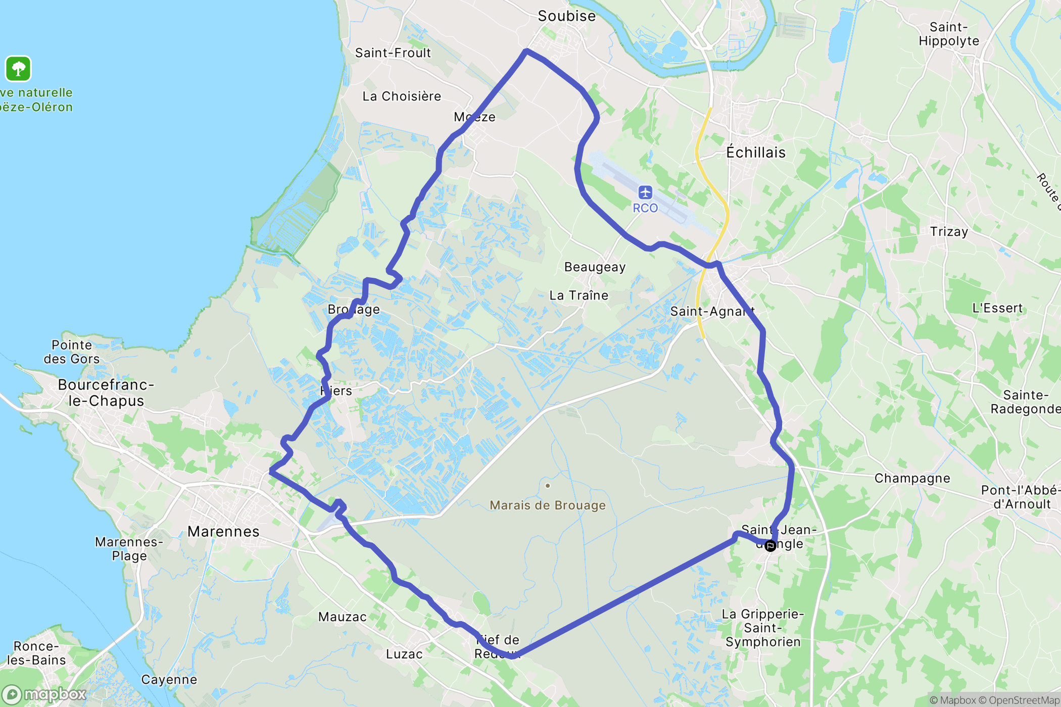 Saint-Jean-d'Angle : carte du parcours de randonnée - France