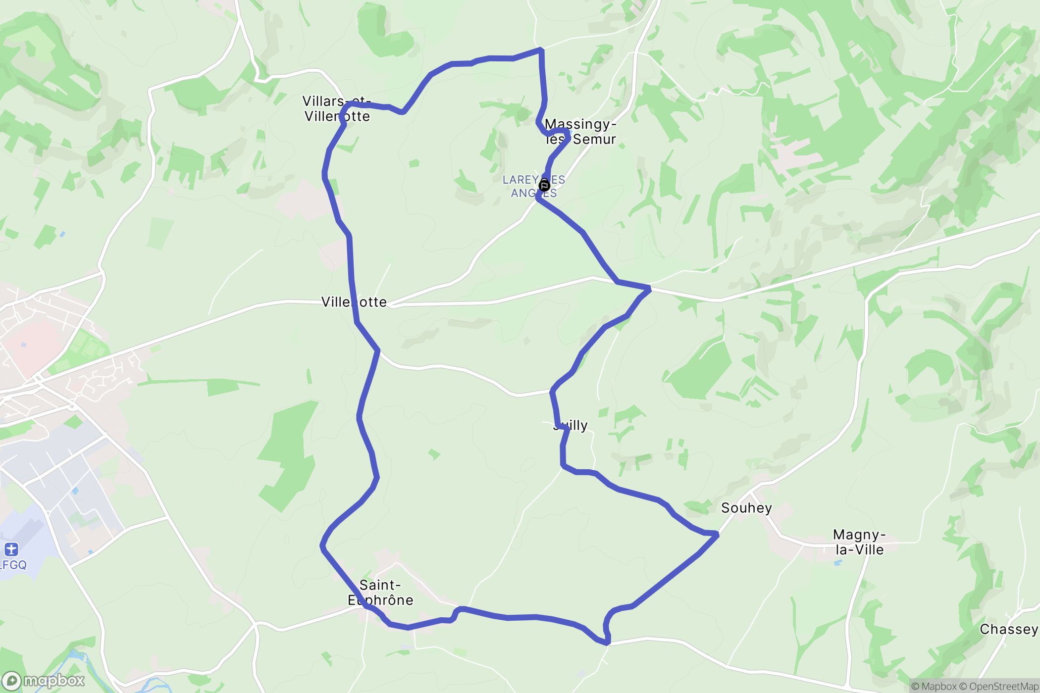 Massingy-lès-Semur : carte du parcours de randonnée - France