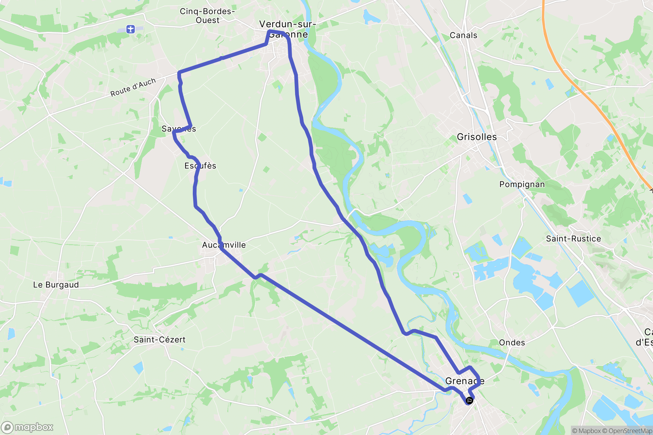 Grenade : carte du parcours de randonnée - France