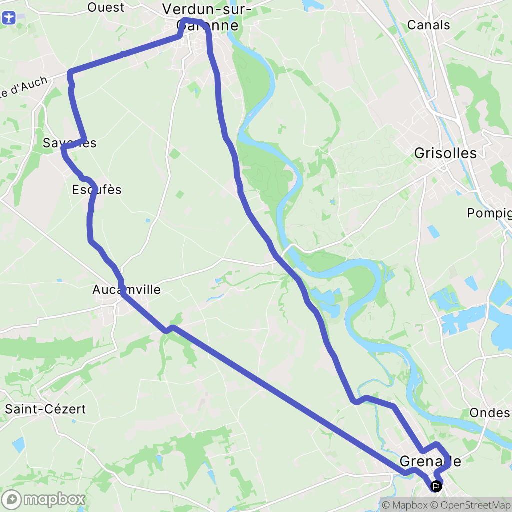 Grenade : carte du parcours de randonnée - France