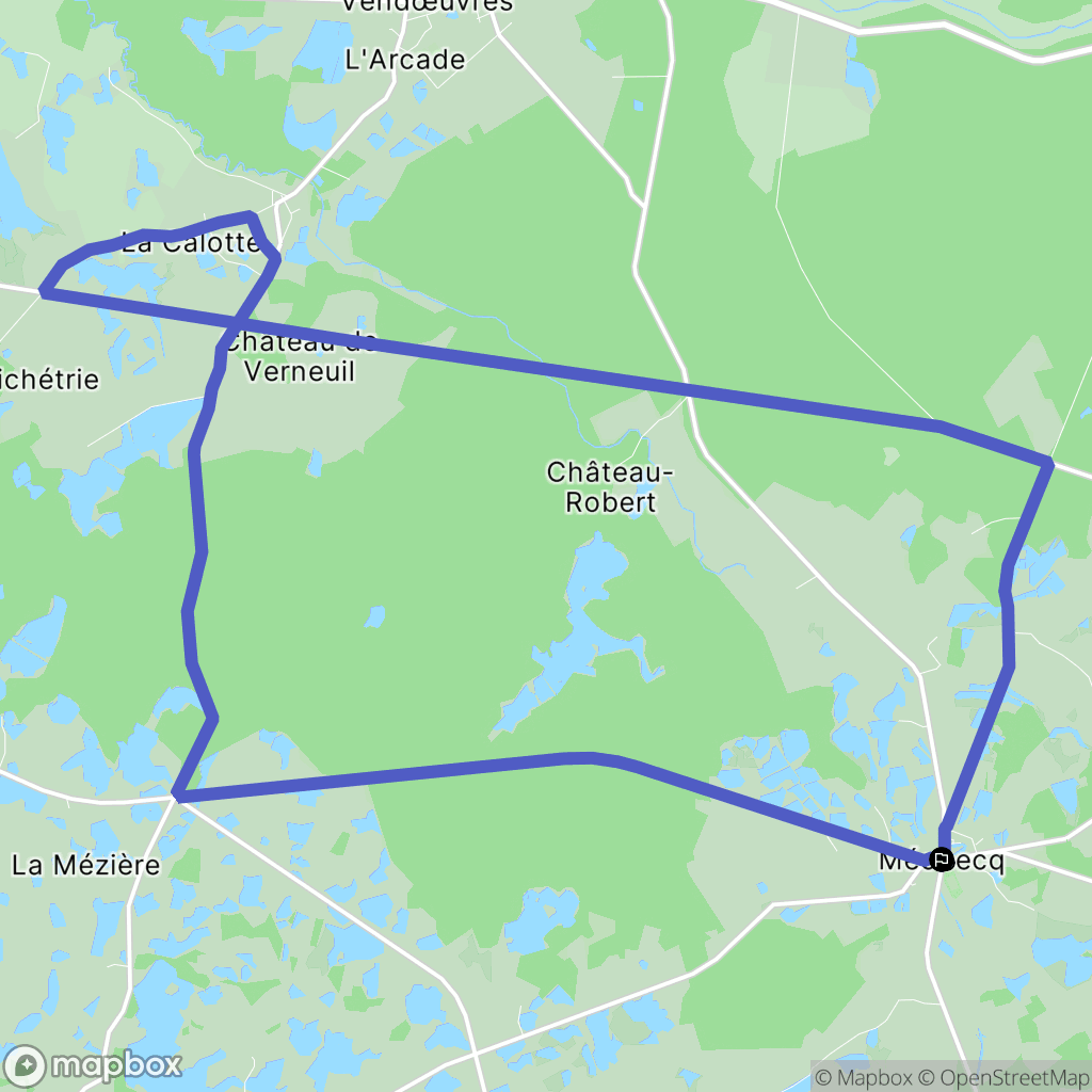 Méobecq : carte du parcours de randonnée - France