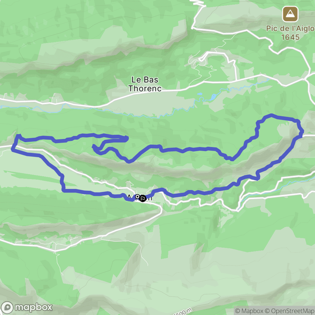 Andon : carte du parcours de randonnée - France
