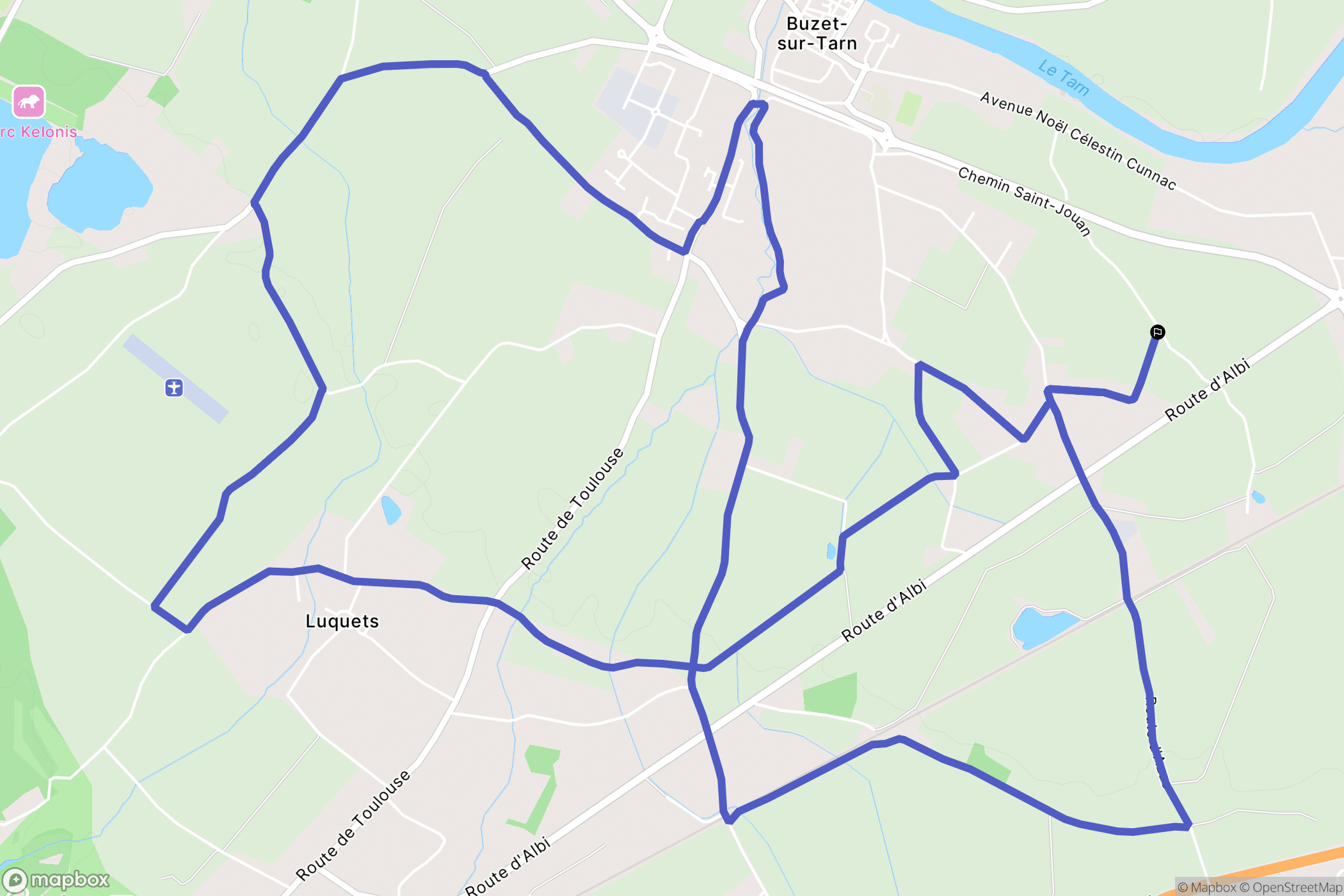 Buzet-sur-Tarn : carte du parcours de randonnée - France