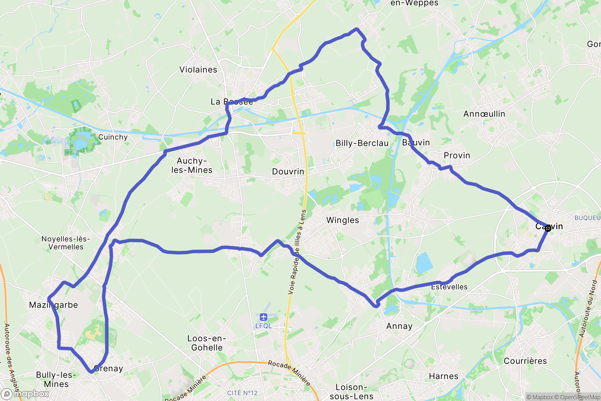Carvin : carte du parcours de randonnée - France