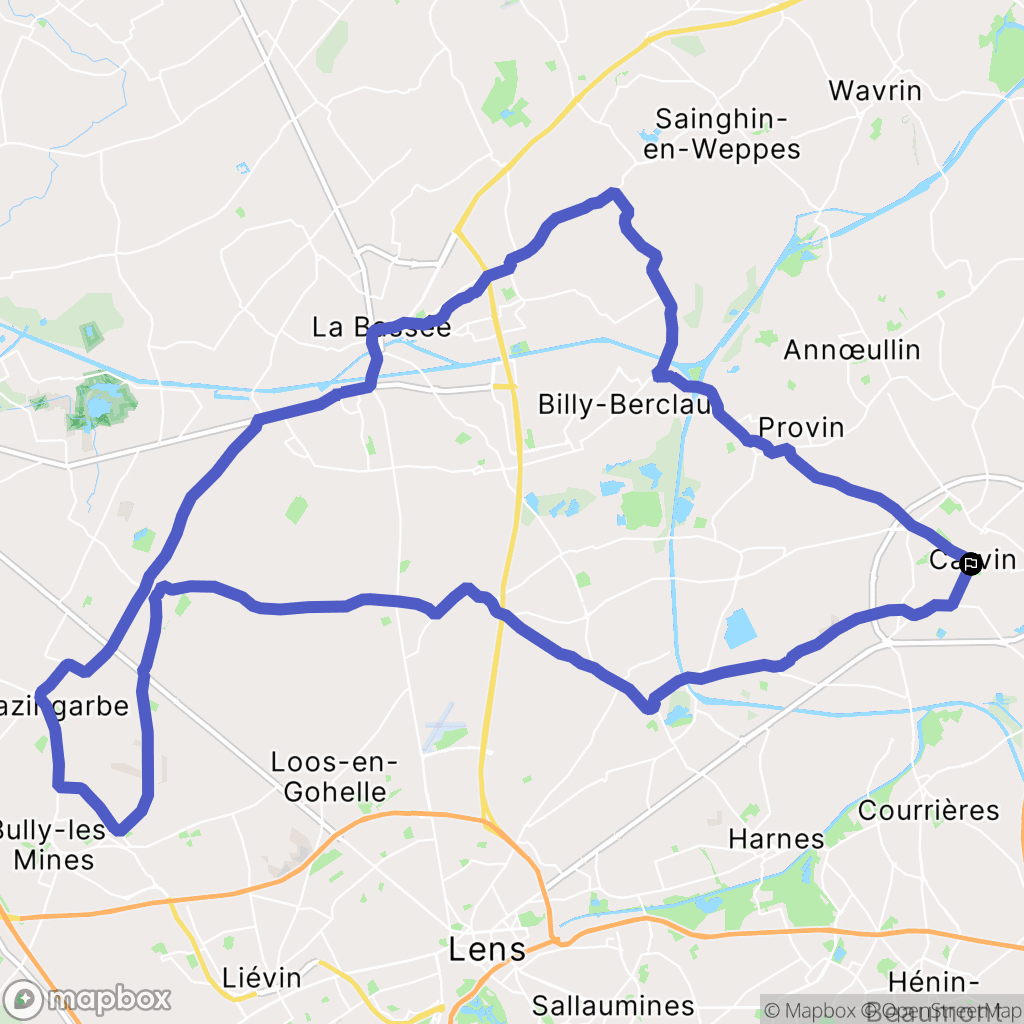 Carvin : carte du parcours de randonnée - France