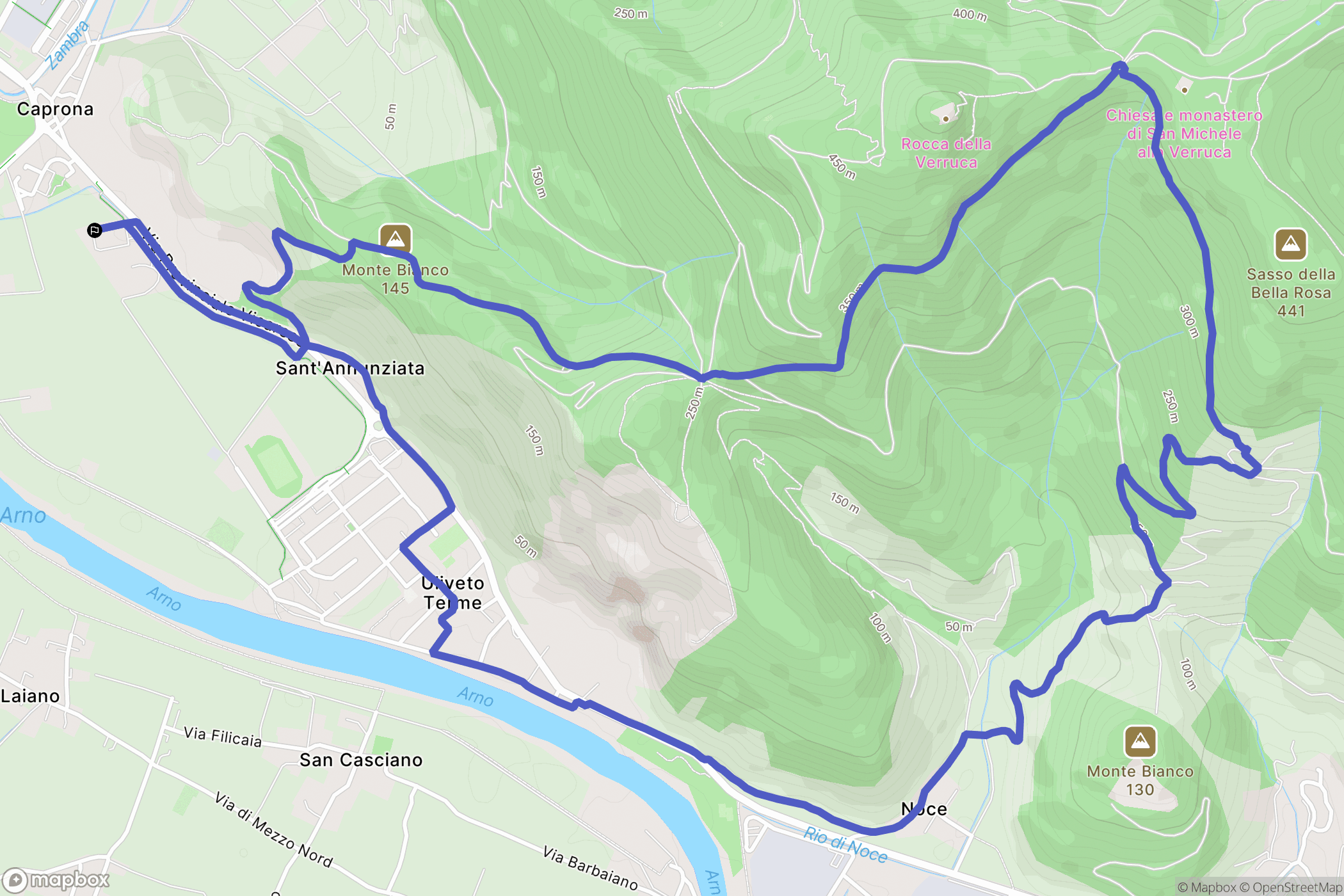 pisa : carte du parcours de randonnée - Italy