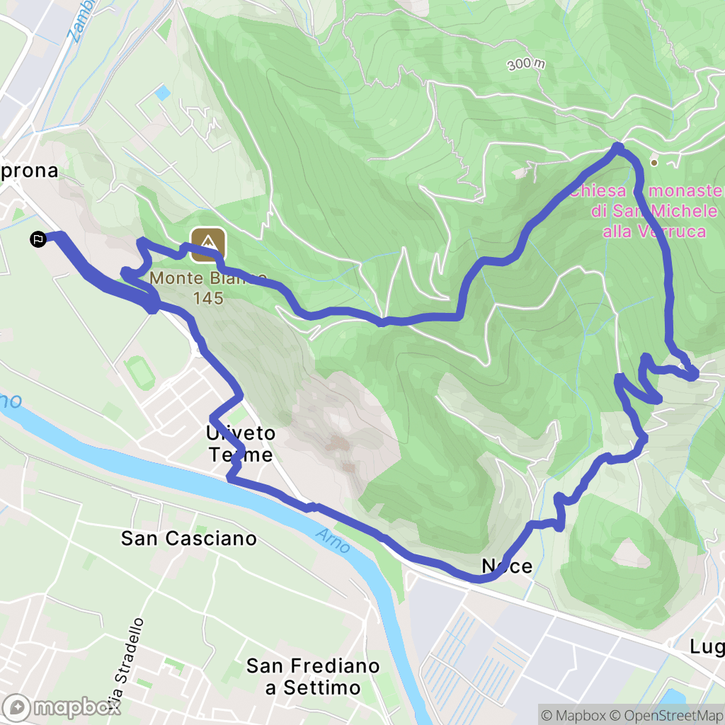 pisa : carte du parcours de randonnée - Italy
