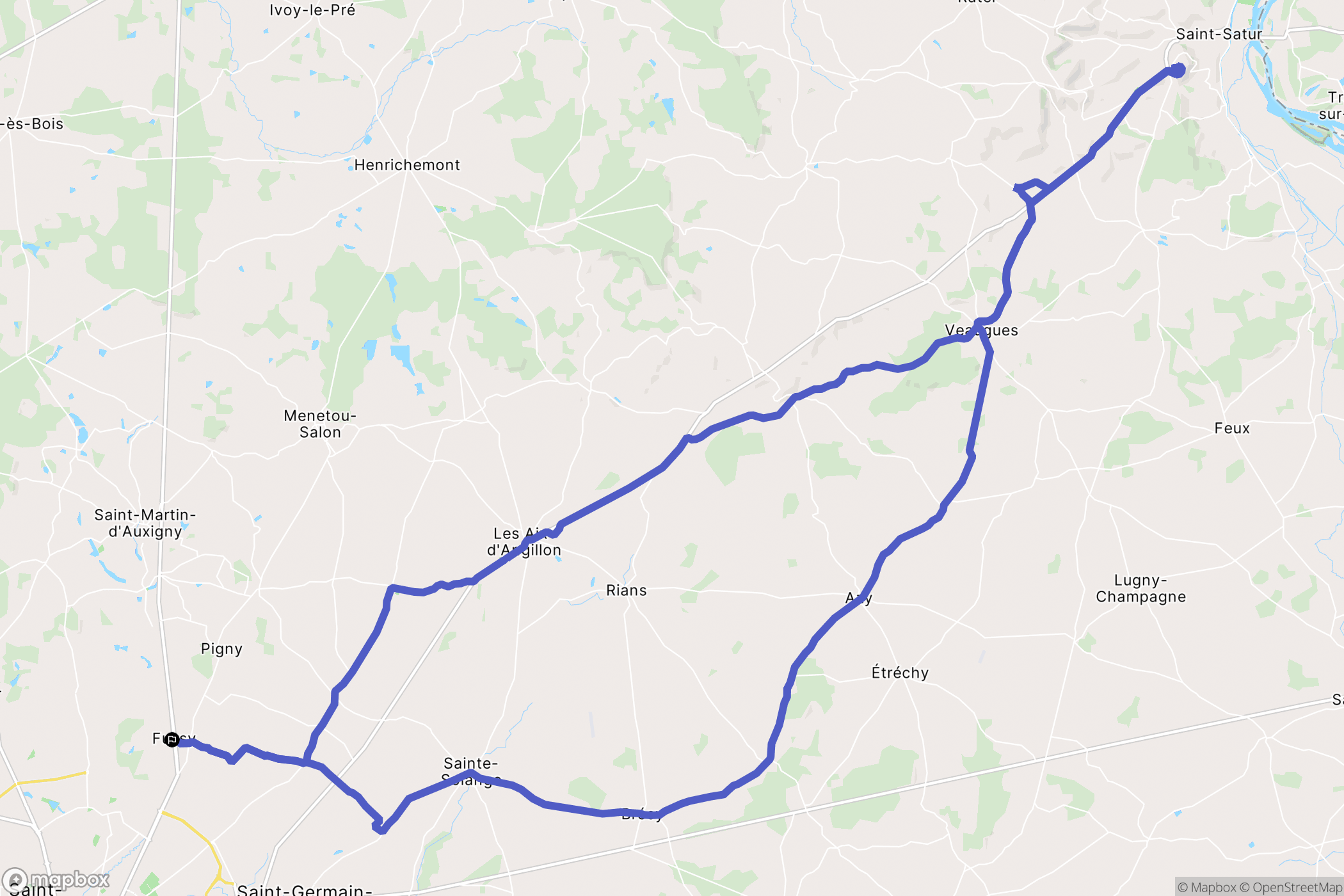Fussy : carte du parcours de randonnée - France