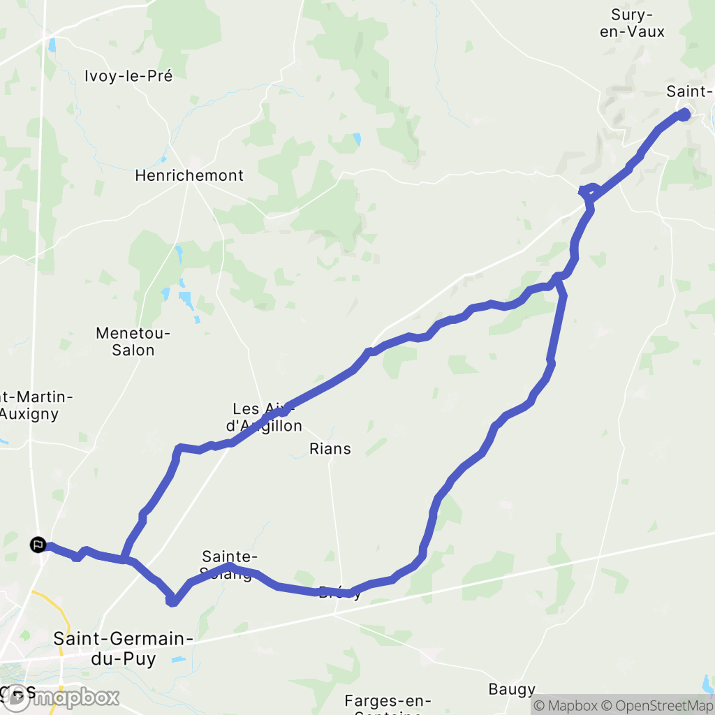 Fussy : carte du parcours de randonnée - France