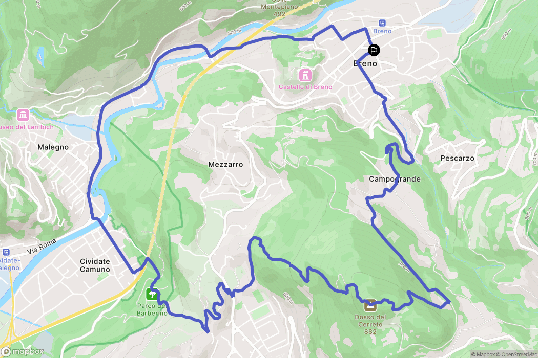 Breno : carte du parcours de randonnée - Italy