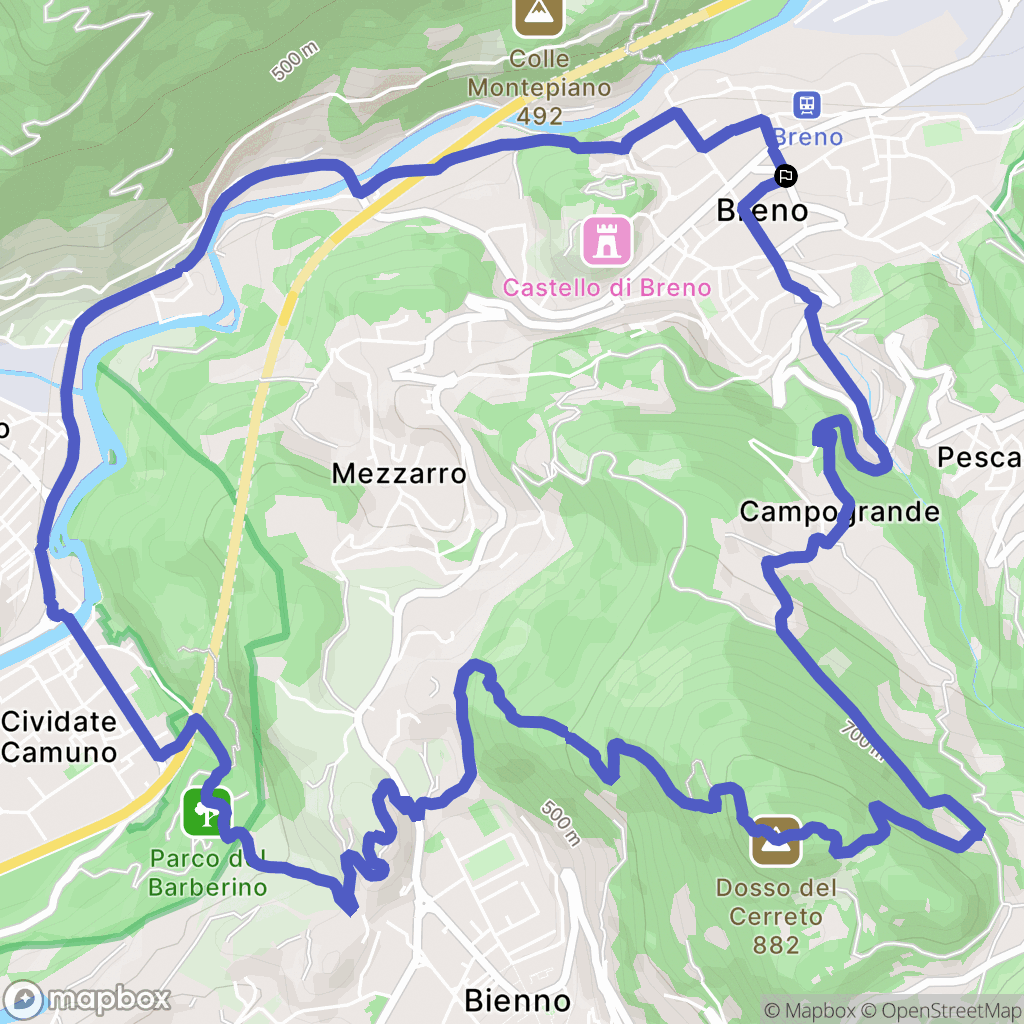 Breno : carte du parcours de randonnée - Italy