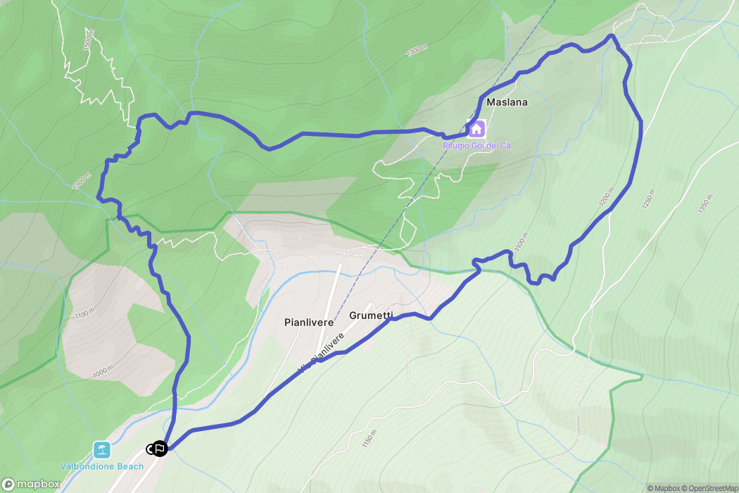 Bondione : carte du parcours de randonnée - Italy