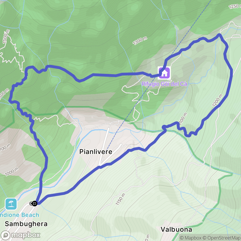 Bondione : carte du parcours de randonnée - Italy