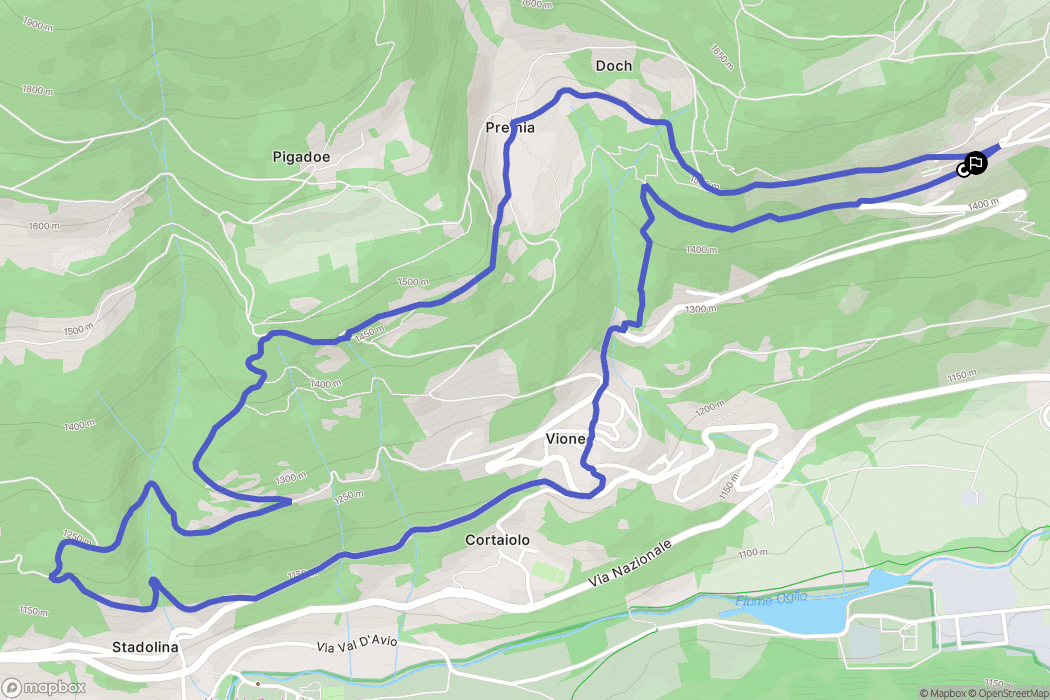 Cané : carte du parcours de randonnée - Italy