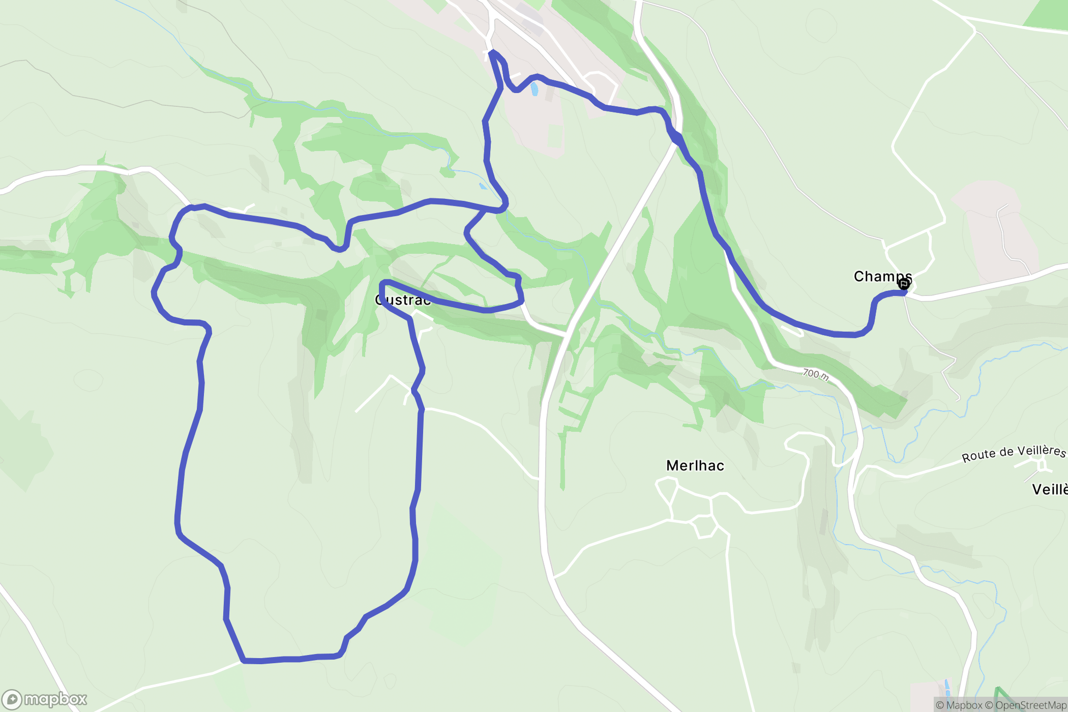 Drugeac : carte du parcours de randonnée - France