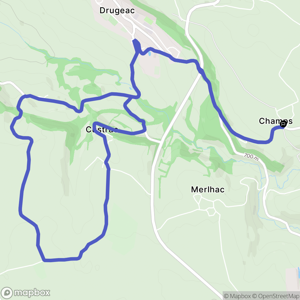 Drugeac : carte du parcours de randonnée - France
