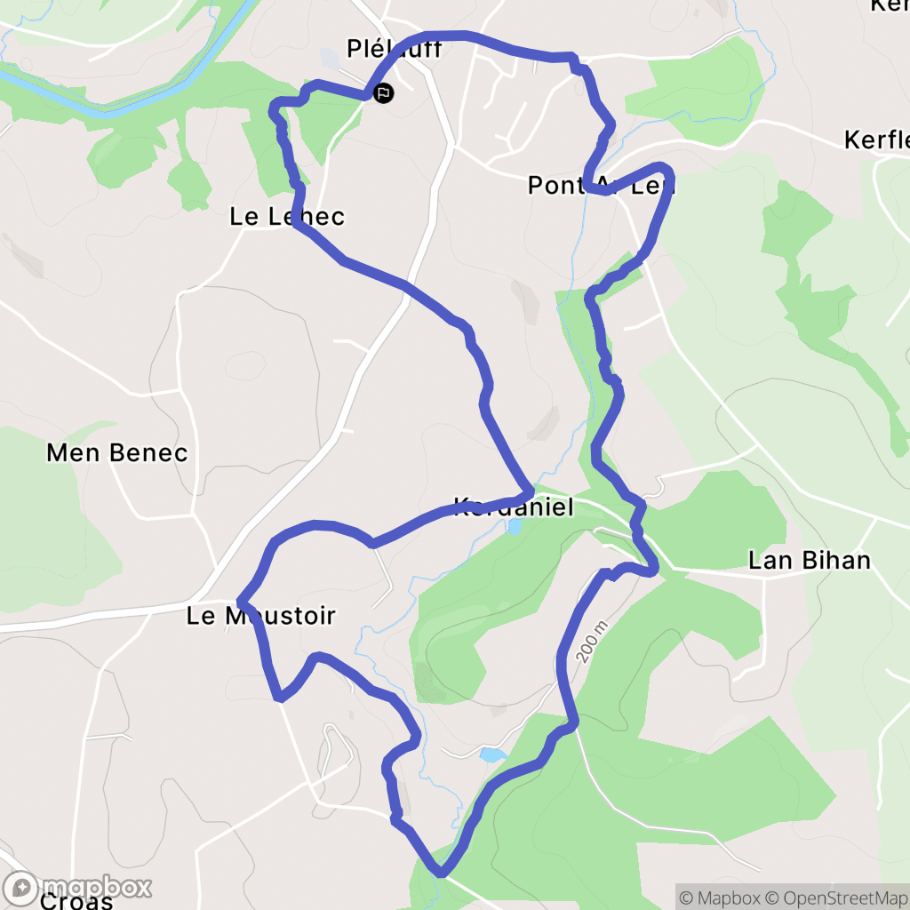 Plélauff : carte du parcours de randonnée - France