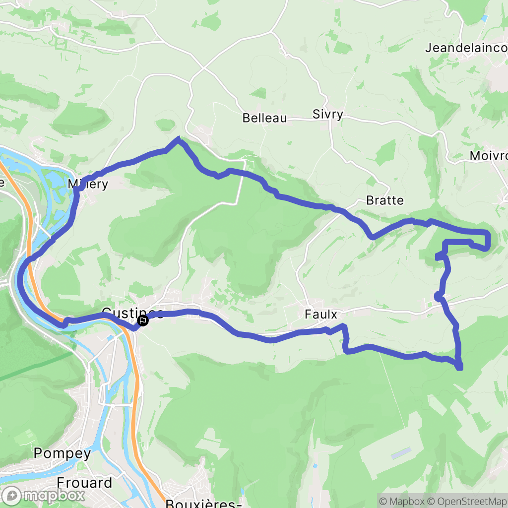 Custines : carte du parcours de randonnée - France