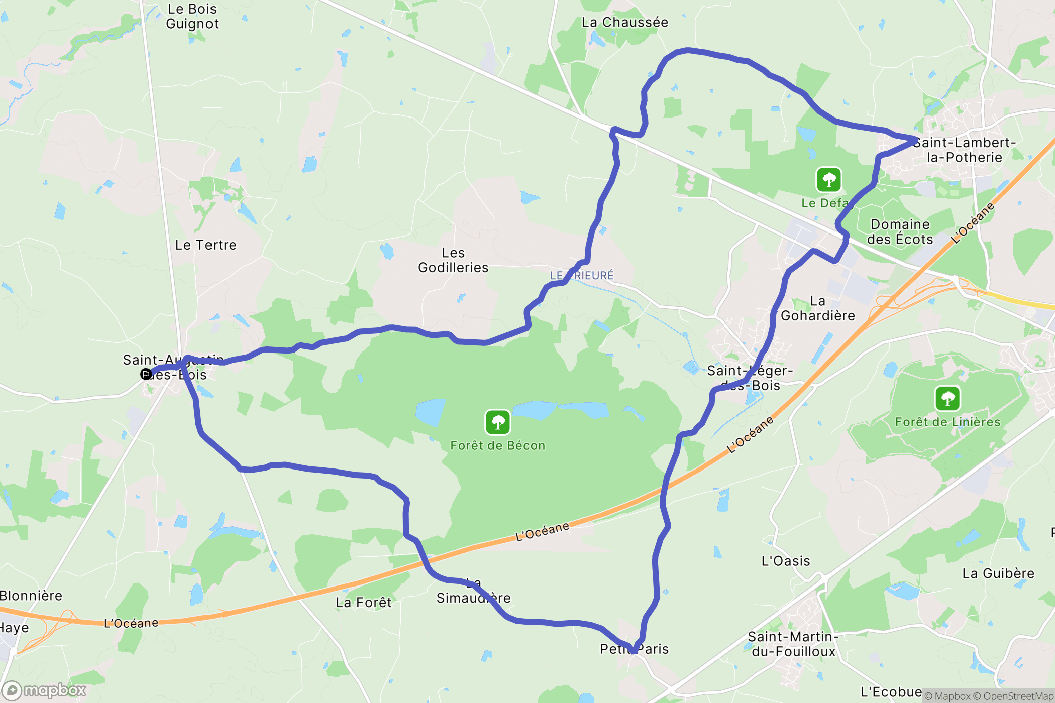 Saint-Augustin-des-Bois : carte du parcours de randonnée - France