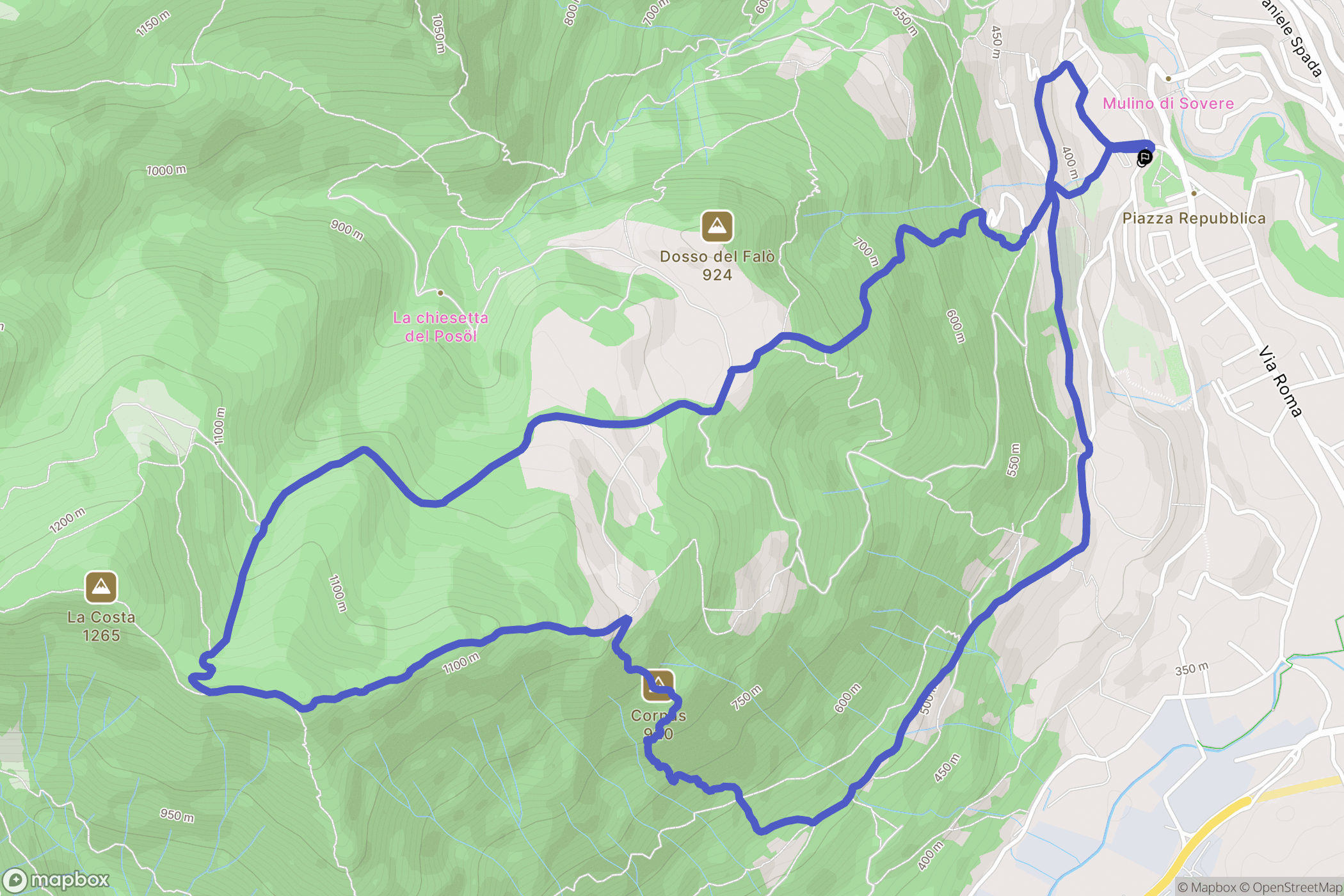 Sovere : carte du parcours de randonnée - Italy