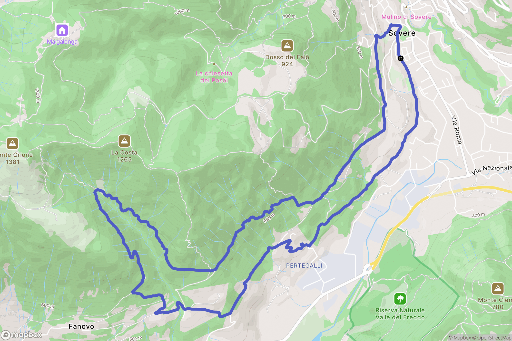 Sovere : carte du parcours de randonnée - Italy