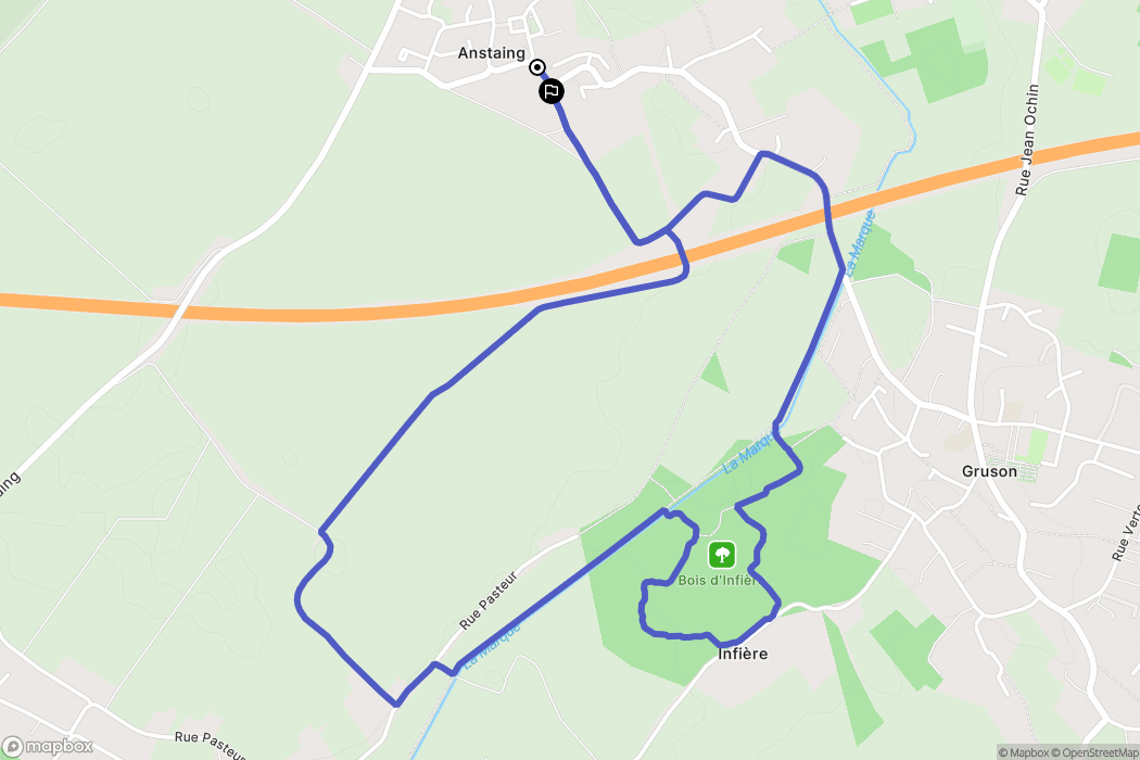 Anstaing : carte du parcours de randonnée - France