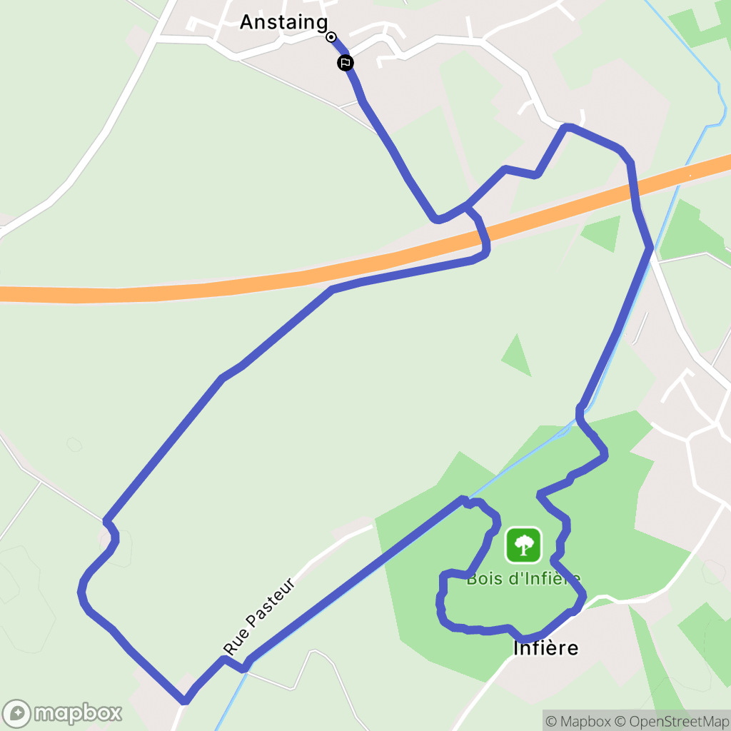 Anstaing : carte du parcours de randonnée - France