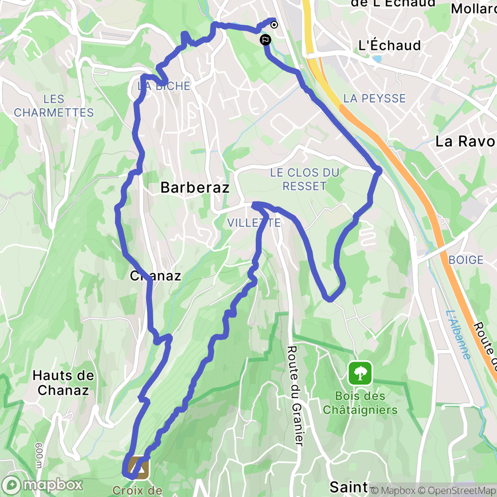 Barberaz : carte du parcours de randonnée - France