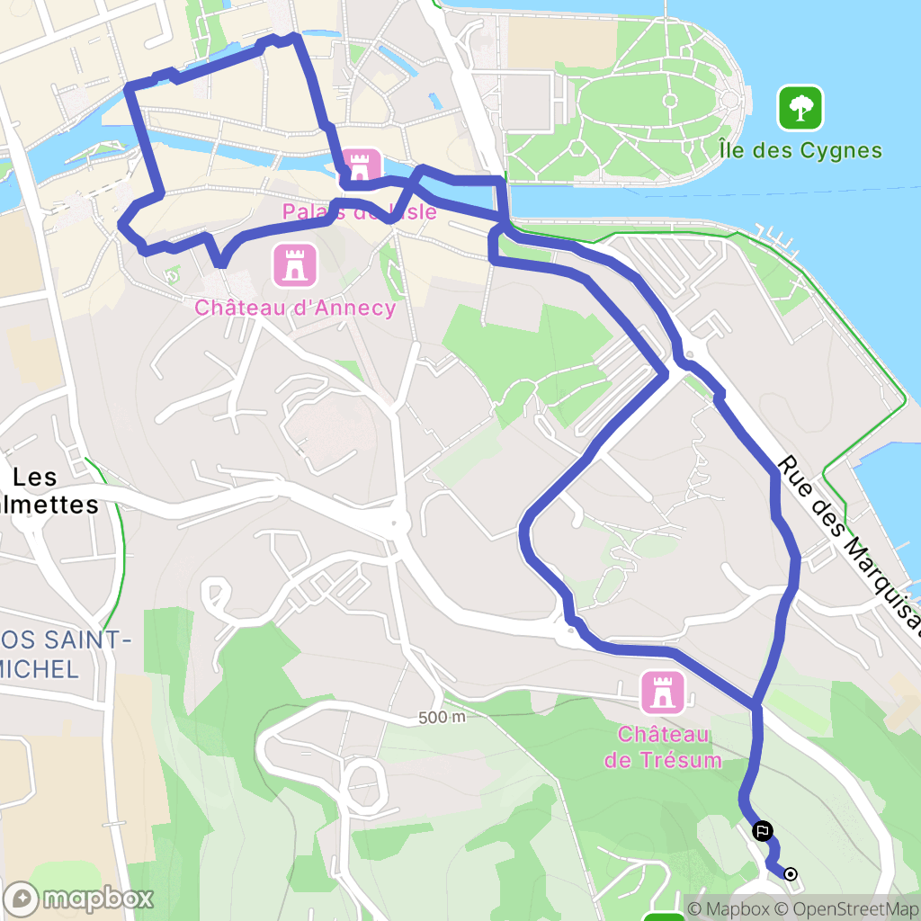 Annecy : carte du parcours de randonnée - France